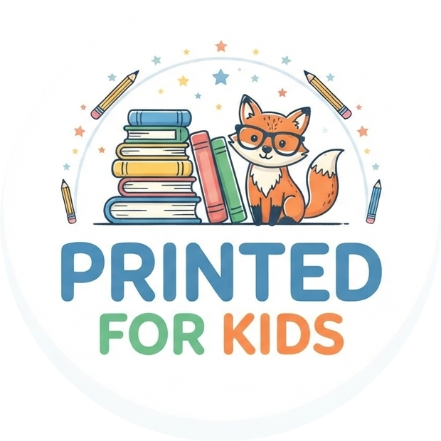 Printed for Kids: raposa, livros e lápis coloridos